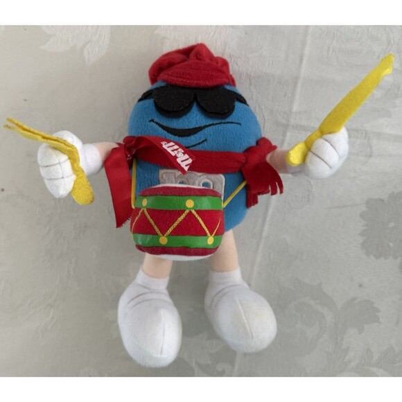 M&M's Collectible Spinning Candy Dispenser & Blue M&M Plush Drummer Lot of 2 - Picture 11 of 15
